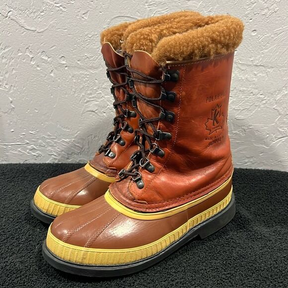 ?? Vintage SOREL KAUFMAN Polar Pac Boots Leather/Rubber/Wool Inserts Sz 6 - EU